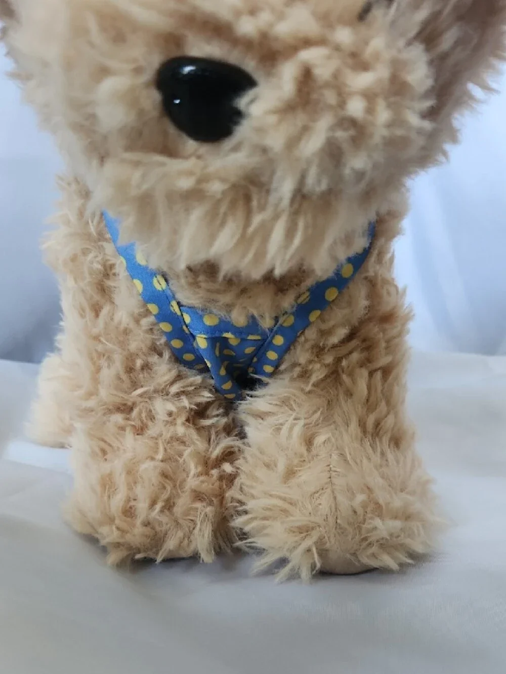 Source Unknown Blue and Yellow Polka Dot Dog Dress with Yellow Bow